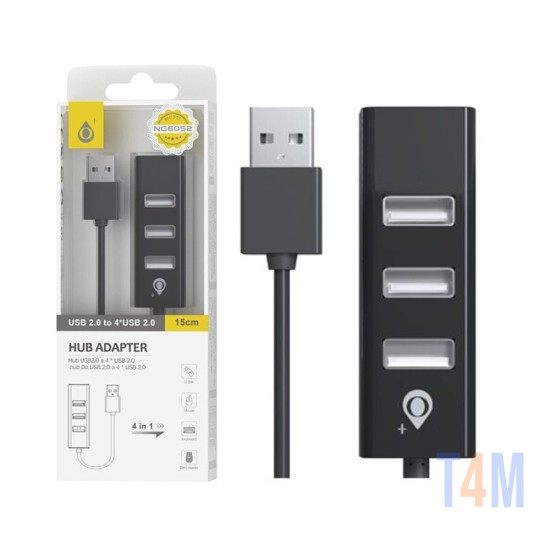 OnePlus 4 in 1 USB 2.0 Hub Adapter NG6052 USB to USB Support OTG 0.15m Black